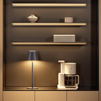 Lampka stołowa LED bezprzewodowa dotykowa IP44 – 3 barwy światła, czarna