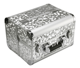 KUFEREK na KOSMETYKI i Akcesoria Fryzjerskie 30x20x25cm srebrny CA4A 