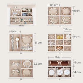 Szkatułka na biżuterię XXL organizer 6 poziomów naszyjniki pierścionki