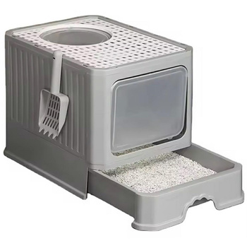 Duża kryta kuweta dla kota z wysuwaną szufladą – łatwe czyszczenie 51x38x35,5cm ZW31