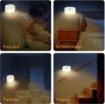 Lampka LED z czujnikiem ruchu PIR – bezprzewodowa, ciepłe światło, 3000K 1 sztuka