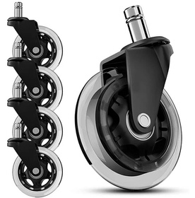 Kółka do fotela biurowego 75mm kauczukowe bezinwazyjne 5 szt ciche