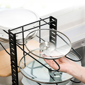 Organizer na patelnie i pokrywki 4-poziomowy – 8 miejsc, metalowy