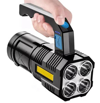 Latarka taktyczna LED COB + 4x T6, 1000 lm, akumulator USB, wodoodporna IPX4 