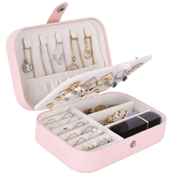 PUDEŁKO na Biżuterię Organizer Zamykany 16x11x5cm różowy CA21