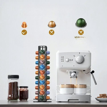 Obrotowy stojak na kapsułki Nespresso – metalowy, 40 kapsułek, czarny