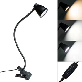 Regulowana lampa biurkowa LED z klipsem i 3 barwami światła – idealna do biura i nauki czarna ZD130