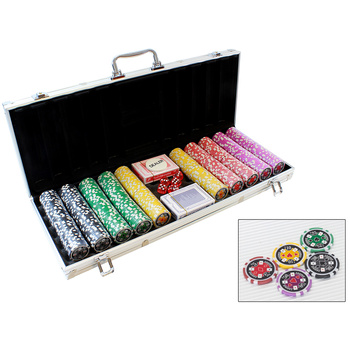 Zestaw do Gry w POKERA 500 żetonów z Nominałem w Walizce Karty