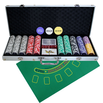 Zestaw do Gry w POKERA 500 żetonów z Nominałem w Walizce Karty