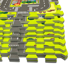 Kolorowe puzzle piankowe dla dzieci – miasto z ulicami, 9 elementów, antypoślizgowe FT58