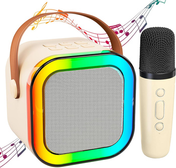 Przenośny zestaw karaoke Bluetooth z 2 mikrofonami i LED RGB – Magic Voice