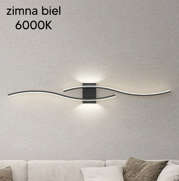 Elegancki kinkiet LED do wnętrz, smukła konstrukcja, czarny korpus, 2000 lm, energooszczędny zimna biel 