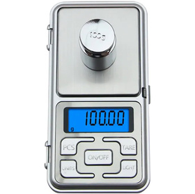 Waga jubilerska 500 g precyzyjna 0.1 g z funkcją tarowania i wyświetlaczem LCD, mobilna srebrna