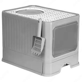 Duża kryta kuweta dla kota z wysuwaną szufladą – łatwe czyszczenie 51x38x35,5cm ZW31