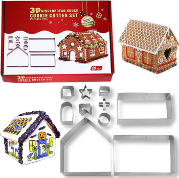 Zestaw foremek stalowych – foremki do domku z piernika, stal nierdzewna, świąteczne wypieki