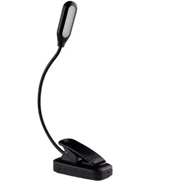 Zaczepiana LAMPKA LED z Klipsem do czytania 18cm czarna ZD108