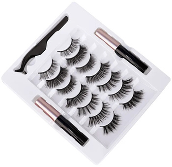 RZĘSY Magnetyczne 7 par + pęseta + eyeliner x 2 9x03mm AG851B 
