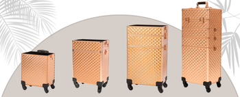 Kuferek kosmetyczny XXL na kółkach – 4-poziomowy, pojemny, profesjonalny organizer 96 cm złoty