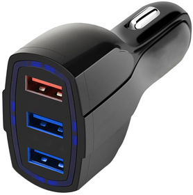 Szybka ŁADOWARKA samochodowa 3x USB A czarna PLS34F