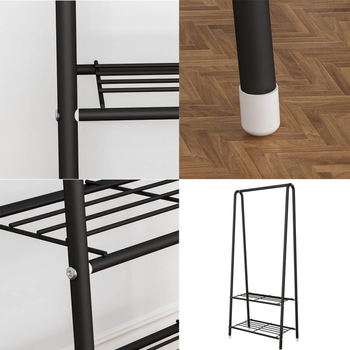 Stojak na ubrania metalowy podłogowy LOFT – wieszak z półkami do przedpokoju