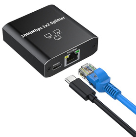 ROZDZIELACZ sygnału sieciowego LAN kompresja 1 na 2 RJ45 czarny HD43
