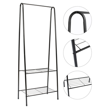 Stojak na ubrania metalowy podłogowy LOFT – wieszak z półkami do przedpokoju