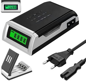 Ładowarka do akumulatorków AA AAA – LCD, 230V, na 4 ogniwa, kompaktowa, sieciowa