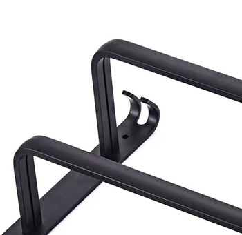 Metalowy wieszak łazienkowy loft – czarny mat, 3 ramiona i haczyki, 59 cm