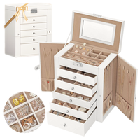 Szkatułka na biżuterię XXL organizer 6 poziomów naszyjniki pierścionki