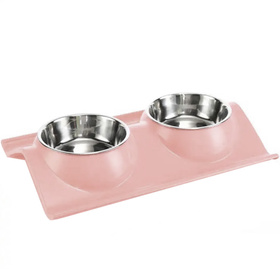 DA119A PODWÓJNA MISKA DLA PSA KOTA PINK