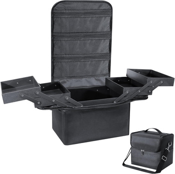 Organizer na kosmetyki i akcesoria – czarny kuferek podróżny 24×28×19 cm