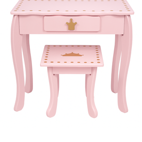 Toaletka dla dziewczynki różowa PinkDream LUXE z lustrem i taboretem
