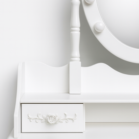 Toaletka kosmetyczna z lustrem LED obrotowym + taboret biała CALM LED