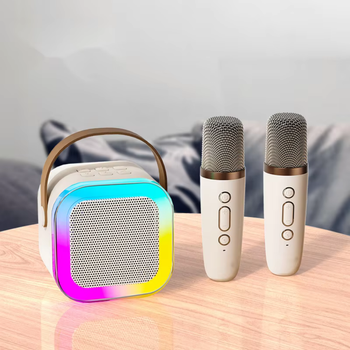Przenośny zestaw karaoke Bluetooth z 2 mikrofonami i LED RGB – Magic Voice