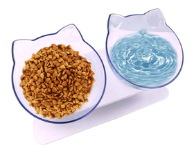 Podwójna MISKA na WODĘ i KARMĘ dla KOTA biała AG684B 