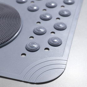 Antypoślizgowa mata łazienkowa 68×35 cm – z wypustkami masującymi, szara