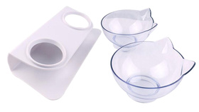 Podwójna MISKA na WODĘ i KARMĘ dla KOTA biała AG684B 