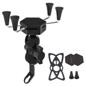 Uniwersalny UCHWYT Motocyklowy na TELEFON port USB 2A czarny AP14A