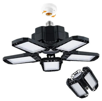 Składana lampa sufitowa LED 125 diod E27, regulowane ramiona, energooszczędne oświetlenie, czarna