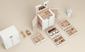 Szkatułka na biżuterię XXL organizer 6 poziomów naszyjniki pierścionki