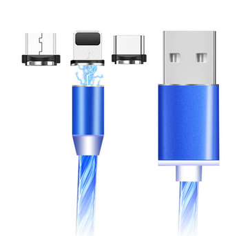 Magnetyczny KABEL do Telefonu USB-CMICRO Podświetlenie LED 100cm niebieski KK21S 