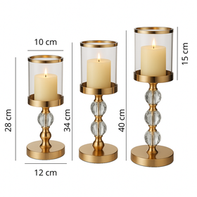 DA191A KOMPLET 3 ŚWIECZNIKÓW ZŁOTY