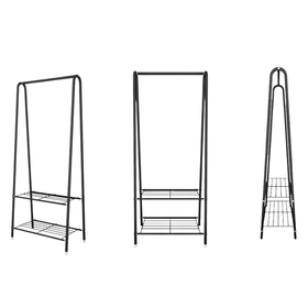 Stojak na ubrania metalowy podłogowy LOFT – wieszak z półkami do przedpokoju