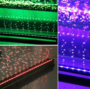 Lampka LED RGB do akwarium 28 cm z pilotem – 16 trybów, bąbelki, IP68