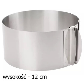 Metalowa Opaska do Formowania Tortu, Regulowany Rant 16-30 cm, Stal Nierdzewna AG858A