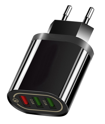 Ładowarka sieciowa Quick Charge 3.0, 3 porty USB, szybkie ładowanie 18W czarna PLP37D
