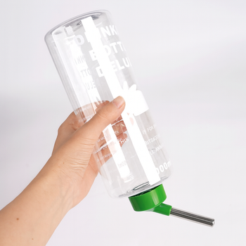 Poidło kulkowe 1L dla królików, świnek morskich i chomików – przezroczyste, z uchwytem do klatki