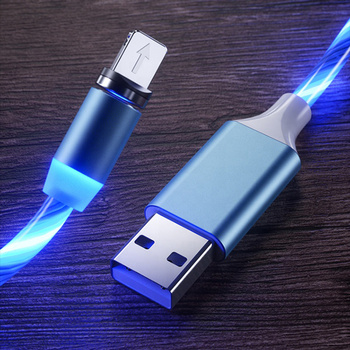 Magnetyczny KABEL do Telefonu USB-CMICRO Podświetlenie LED 100cm niebieski KK21S 