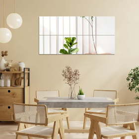 Zestaw 16 naklejek lustrzanych – kwadratowe lustra akrylowe 15×15 cm, samoprzylepne