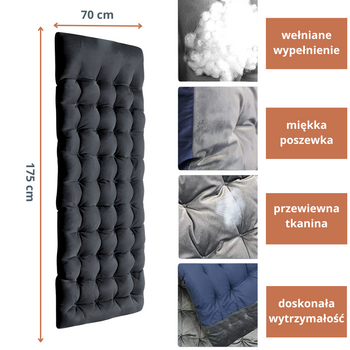 Leżanka ogrodowa leżak turystyczny regulowany łóżko plażowe + materac + poduszka 190x70x30cm szare